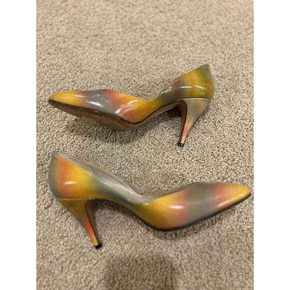 Casadei Vintage 80s Rainbow Pumps Multicolor Sz 6.5 - Picture 3 of 6